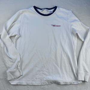 Vintage Tommy Hilfiger Long Sleeve Ringer Tee White Navy Blue Size Large